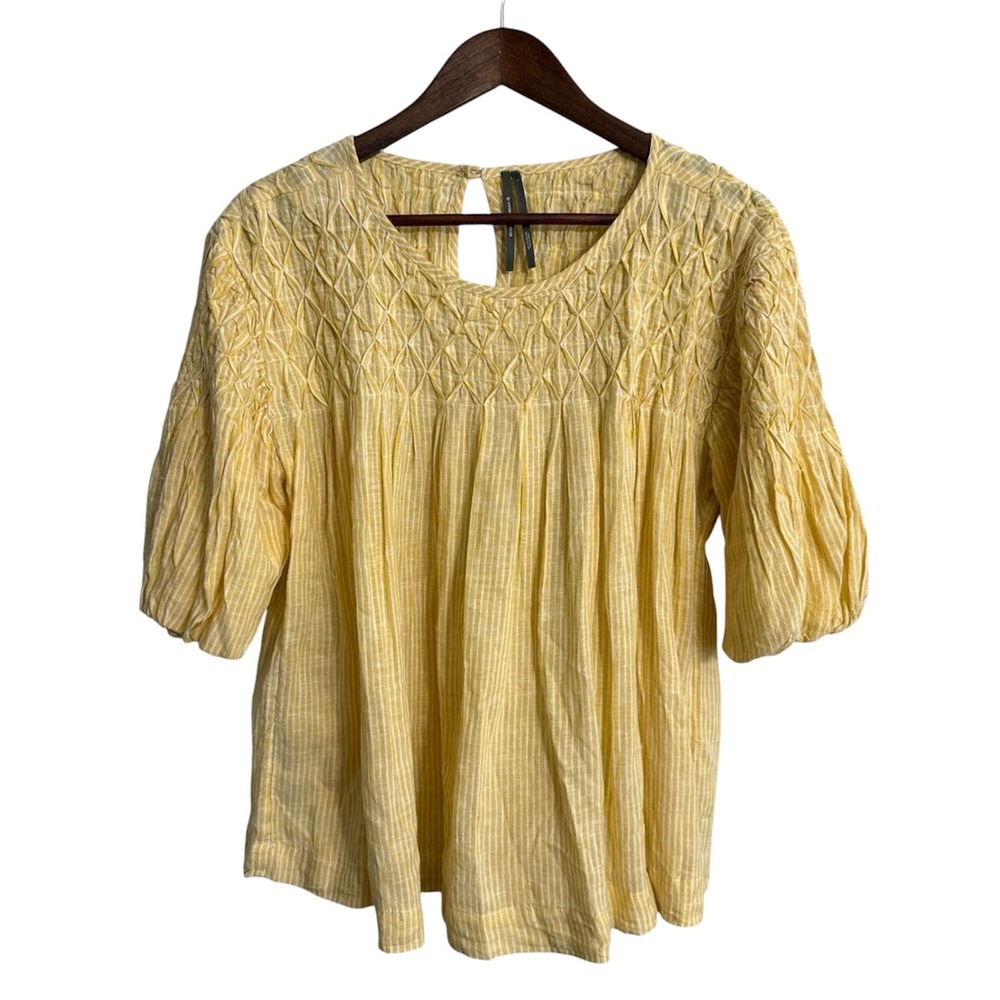 Anthropologie Yellow Smocked Peasant Tunic